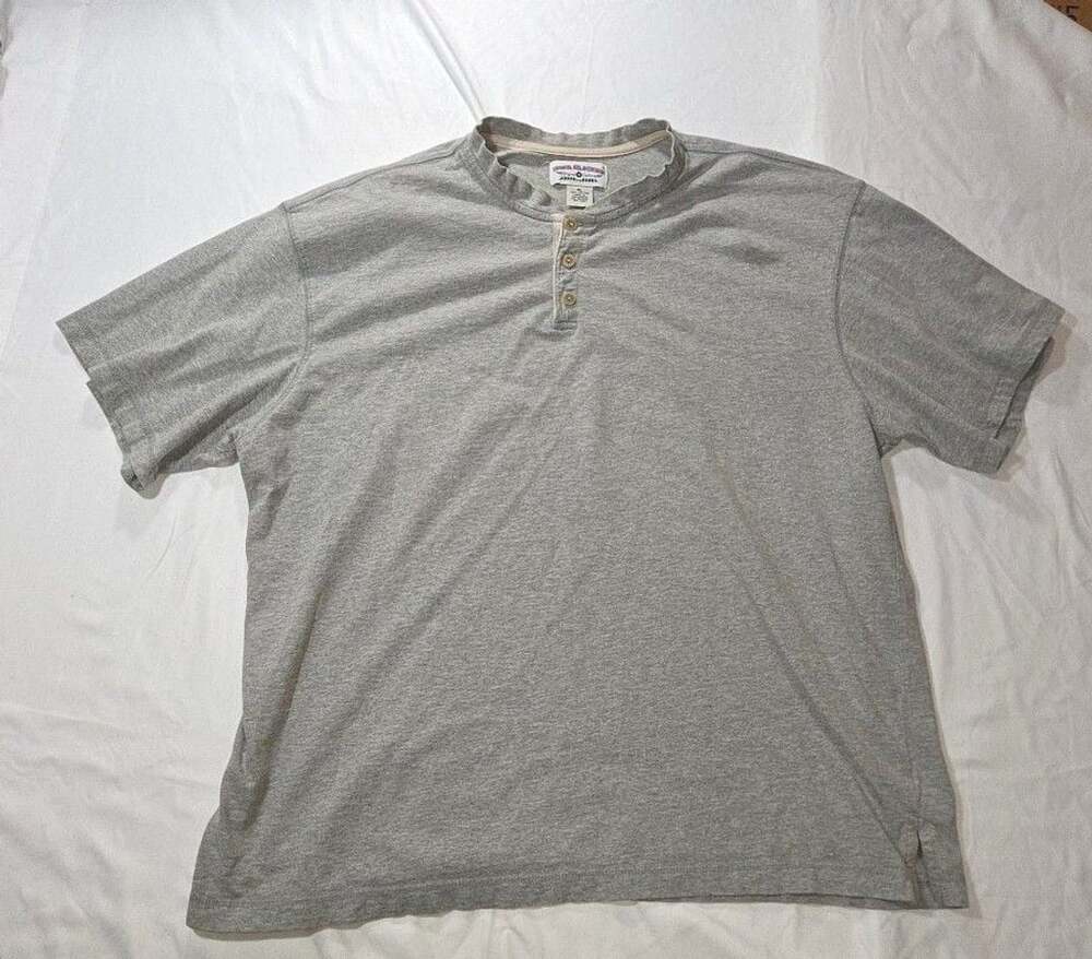 Boca Classics Henley Shirt Size XL Gray Short Sleeve 100% Cotton